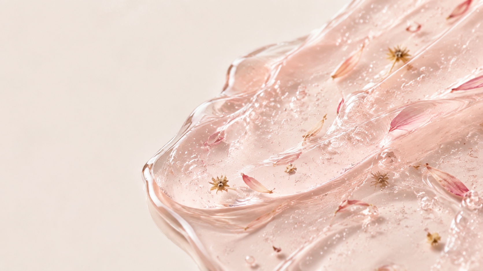 Pink Hydrojelly texture with botanical petals